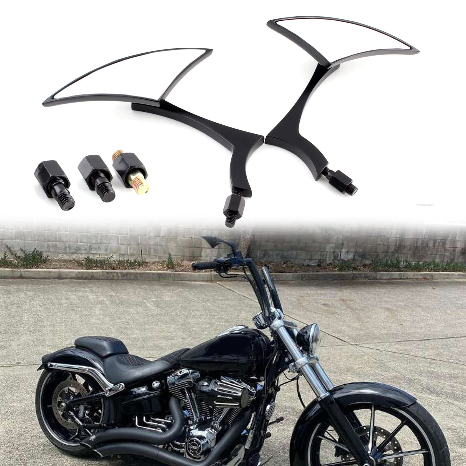 Amazon.com: Black 8mm/10mm Motorcycle Spear Blade Rear View Side